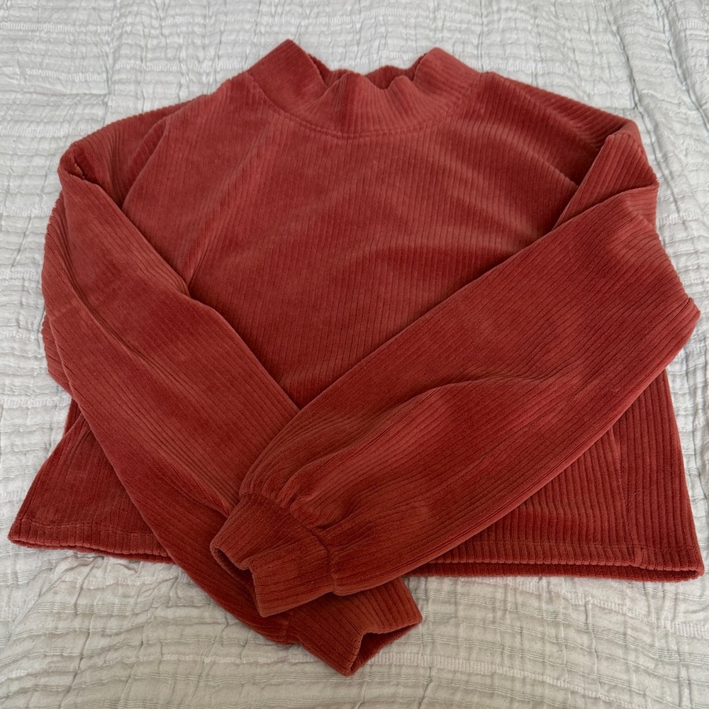 Burnt orange Corduroy Long Sleeve Top